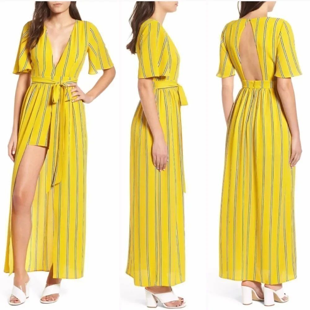 Socialite Stripe Wrap Jumpsuit Size Medium